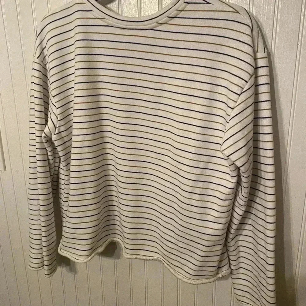 Vince striped cropped sweatshirt 100% cotton - Picture 8 of 9